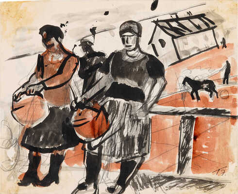 Эфрос Герасим Григорьевич. Двухсторонняя работа: «Дворник», «Торговки»